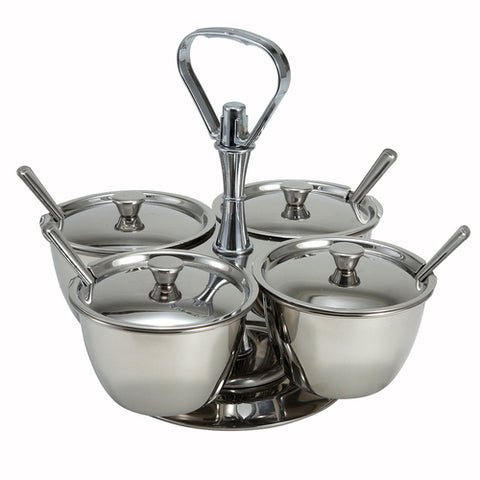 Winco RS-4 Relish Server, 4 Compartments, Stainless Steel