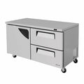 TUR-60SD-D2 Turbo Air 60" 1 Door w/ 2 Drawer Super Deluxe Undercounter Refrigerator-Turbo Air