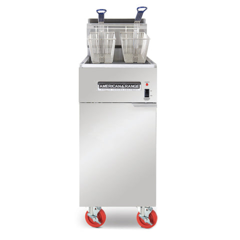 American Range AFM-35/50 Full Pot Floor Model Gas Fryer with Built-In Filter, 35/50 lb, 120,000 BTU