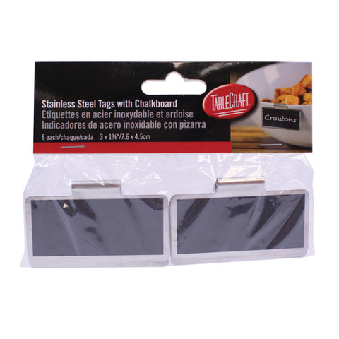TableCraft Products CBTSS3 Stainless Steel Chalkboard Tag, 3" x 1-3/4\" Pack of 6