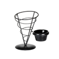 ACR57 Tablecraft 5" x 7" Vertigo Black Appetizer Wire Cone Basket-Tablecraft Products