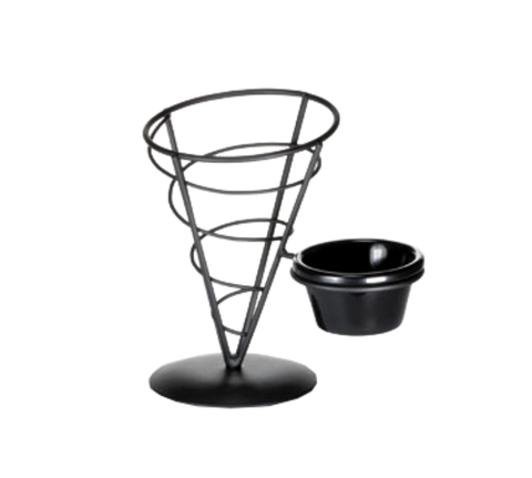 ACR57 Tablecraft 5" x 7" Vertigo Black Appetizer Wire Cone Basket-Tablecraft Products