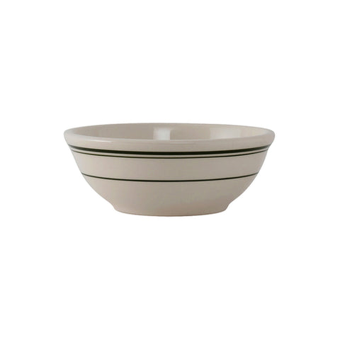 Tuxton China TGB-018 Green Bay 15 oz. Eggshell Nappie Bowl with Green Bands