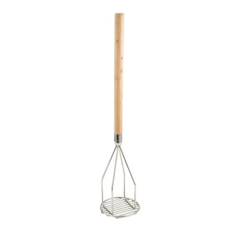 Winco PTM-24R Potato Masher with Wooden Handle, 5" Round