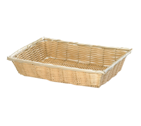 1187W Tablecraft 10-3/8" x 7-5/8" x 2-7/8" Beige Rectangular Rattan Basket