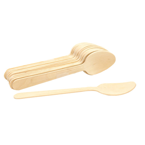 Tablecraft BAMDSPN65 6-1/2" Disposable Pinewood Spoon, 25-Pack
