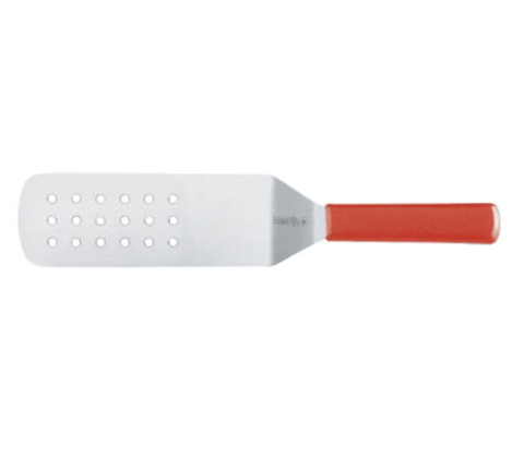 Mundial R5681 Perforated Turner, 5600 Series, 8" x 3" Red Polypropylene Handle