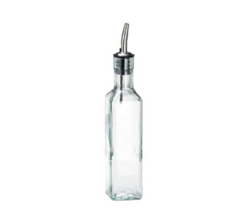 Tablecraft Products 9085 Prima Collection 8.5 oz Green-Tinted Glass Oil & Vinegar Bottle with Stainless Steel Pourer