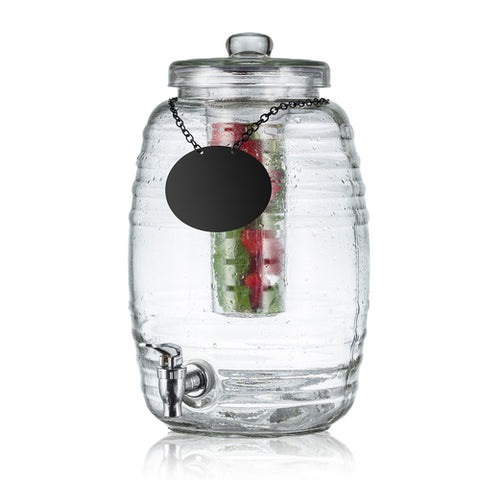 TableCraft BDG1000 Beehive Collection 2.5 Gallon Glass Beverage Dispenser with Chalkboard Sign