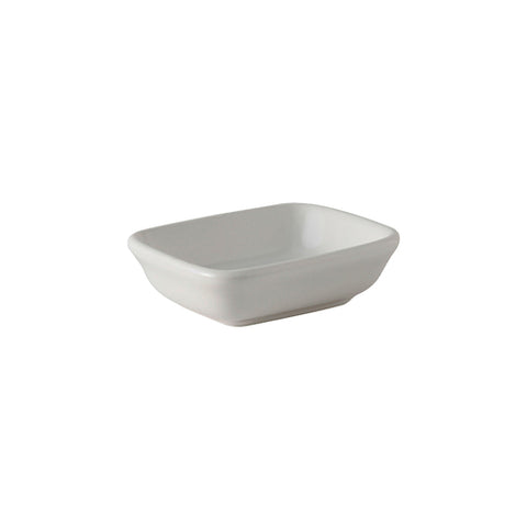 Tuxton China BWZ-040B 4 oz. Bright White Rectangular China Sauce Dish