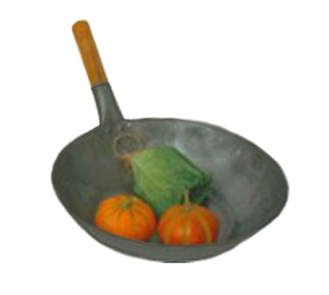 Town 34704 14" Mandarin Flat Bottom Steel Wok with Wood Handle