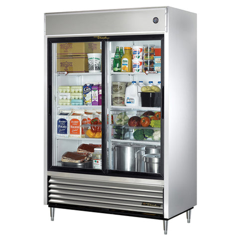 True Manufacturing TSD-47G-HC-LD 54 1/8" Two-Section Sliding Glass Door Reach-In Refrigerator with LED Lighting