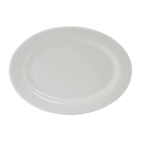 ALH-160 Tuxton 16" x 11-1/4" White Wide Rim Rolled Edge Oval China Platter