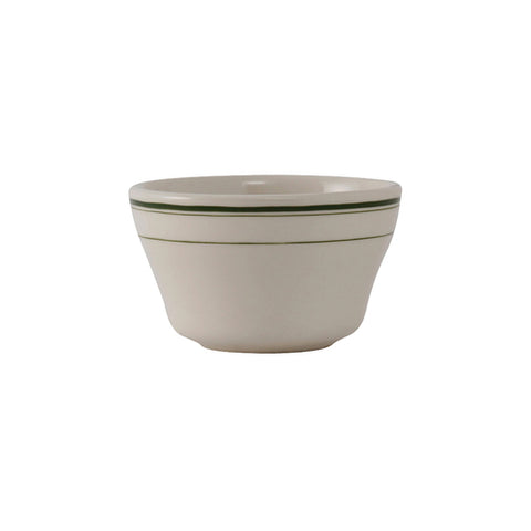 Tuxton China TGB-004 Green Bay 8 oz Eggshell Vitrified China Bouillon Cup with Green Bands