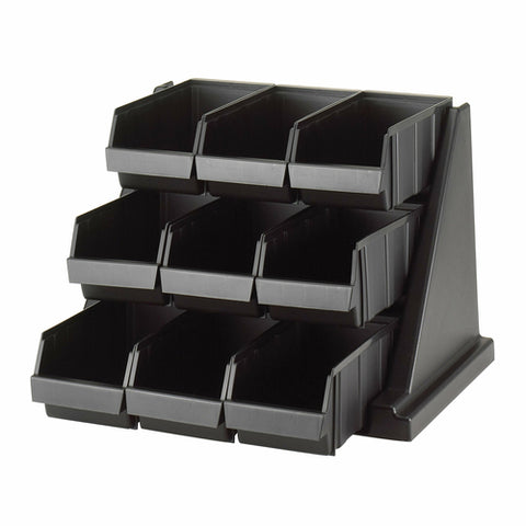 Cambro 9RS9110 Versa Black 9-Bin Condiment Organizer Rack