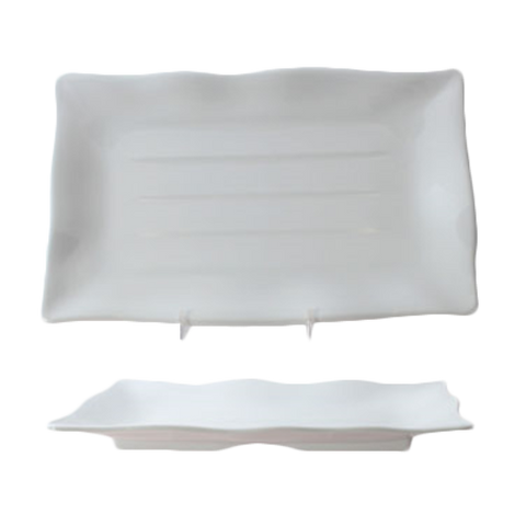 24140WT Thunder Group 13-1/2" x 9-1/8" Classic White Melamine Rectangular Plate-Thunder Group