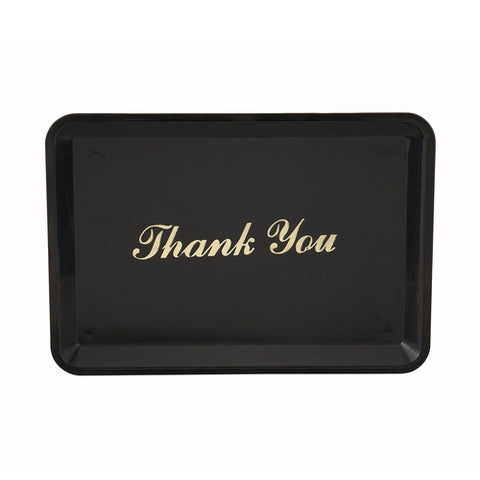 Winco TT-46 Thank You Plastic Tip Tray, Black/Gold