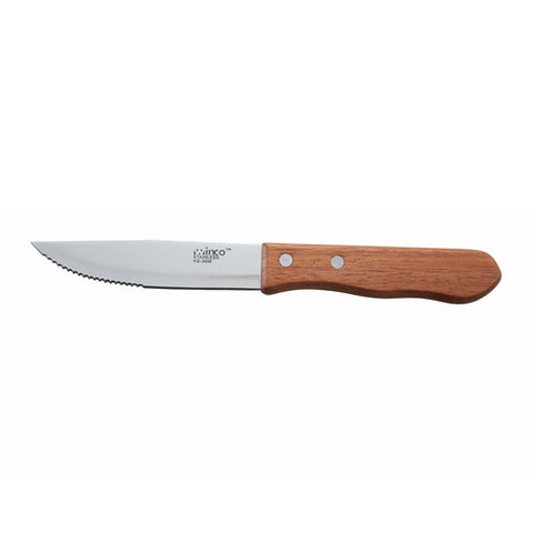 Winco KB-30W Jumbo Steak Knife with 5" Serrated Blade and Oak Wood Handle