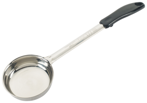 Winco FPS-6 6 oz Solid One-Piece Food Portioner / Spoodle with Black Handle