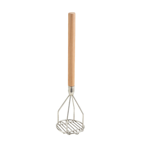 Winco PTM-18R 4" Round Potato Masher with 18" Wooden Handle
