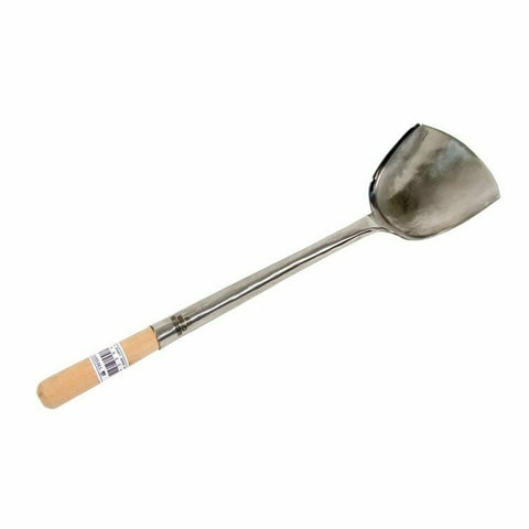 Town Food Service 33941 Large No. 1 Hand Hammered Stainless Steel Wok Shovel with Wood Handle
