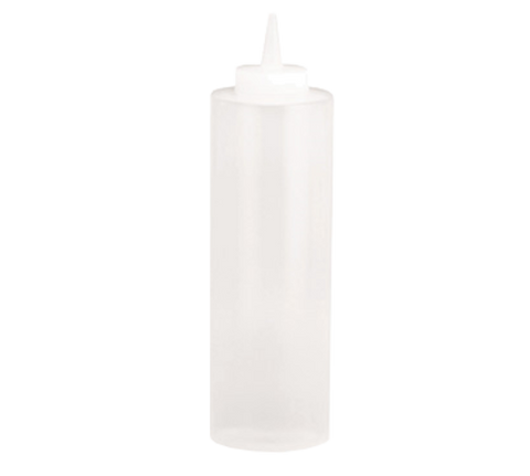 Tablecraft Products 124C-1 24 oz Clear Squeeze Bottle with Cone Tip and Natural Top