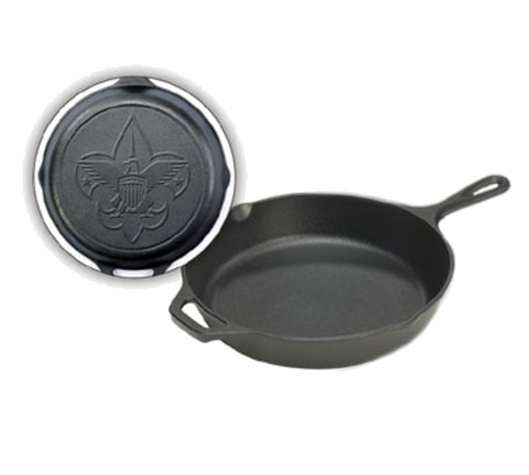 Lodge L10SK3BS 12-Inch Cast Iron Scouts Skillet with Boy Scout Fleur-de-Lis Design