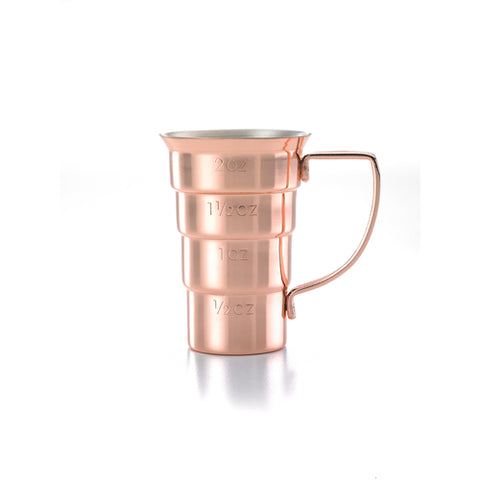 M37108CP Mercer Culinary Stepped Jigger w/Handle, Copper Plated, 2 oz.-Mercer Culinary