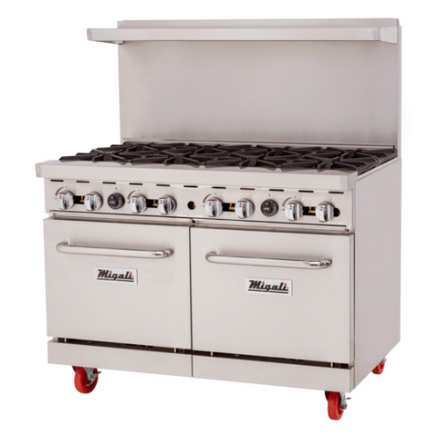 C-RO8-LP Migali 48" 8-Burner Range w/ (2) Ovens - LP