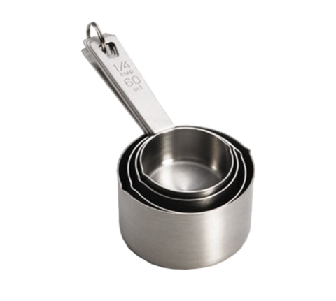 Tablecraft 725 4-Piece Stainless Steel Heavy Weight Measuring Cup Set