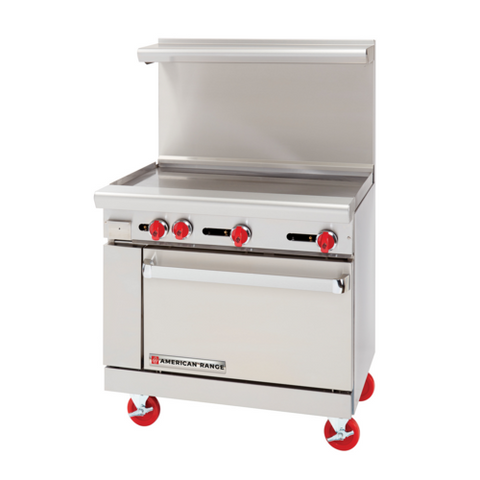 American Range AR-36G 36 in Commercial Gas Range with Full Griddle and Standard Oven