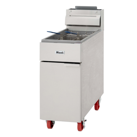 Migali Industries C-F40-NG 40 lb Natural Gas Commercial Floor Fryer, 102,000 BTU