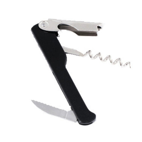 Winco CO-712 Economy Waiter's Corkscrew with Foil Cutter and Bottle Cap Opener, Black