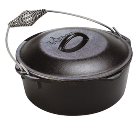 Lodge L10DO3 7 Qt Pre-Seasoned Cast Iron Dutch Oven with Spiral Bail Handle and Lid