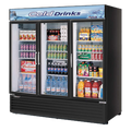 TGM-72RSB-N Turbo Air 78" Black 3-Section Black Glass Door Merchandiser w/ Swing Doors-Turbo Air