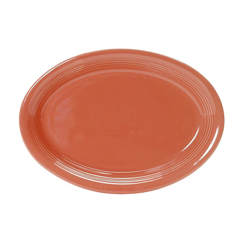 Tuxton China CNH-1352 Concentrix 13-1/2" x 9-3/4" Cinnebar Oval China Coupe Platter