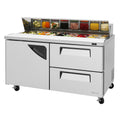 TST-60SD-D2-N Turbo Air 60" 1 Door w/ 2 Drawers Refrigerated Sandwich/Salad Prep Table-Turbo Air