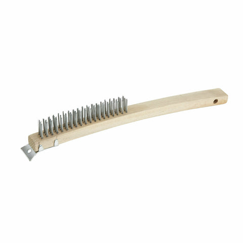 Winco BR-319 14-Inch Scratch Brush with Wire Bristles and Scraper