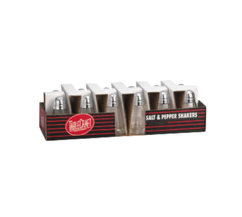 Tablecraft C80-12 Cash & Carry Salt & Pepper Shakers, 1-1/2 oz., Glass with Chrome Top, Pack of 12