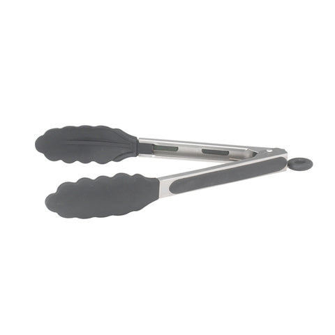 Winco UTS-9K 9" Silicone Grip Utility Tongs with Locking Clip, Stainless Steel