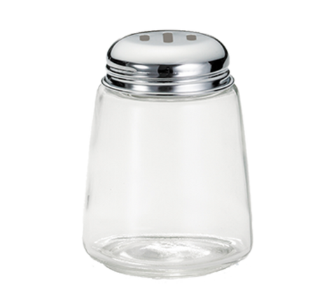 Tablecraft Products 262 Modern Glass 8 oz. Cheese Shaker with Chrome Slotted Lid