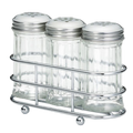 659N Tablecraft 2 oz. Fluted Glass Condiment Shakers & Rack-Tablecraft Products