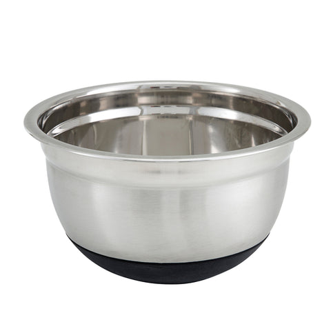 Winco MXRU-500 5 Qt Stainless Steel Mixing Bowl with Non-Slip Silicone Base