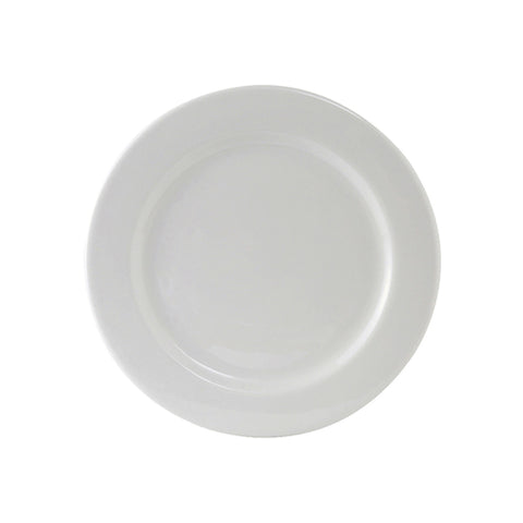 Tuxton China ALA-102 10-1/4" Round Wide Rim Porcelain White China Plate