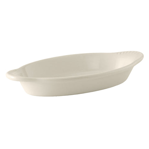 Tuxton China BEN-150 17 oz. Eggshell Oval DuraTux Welsh Rarebit