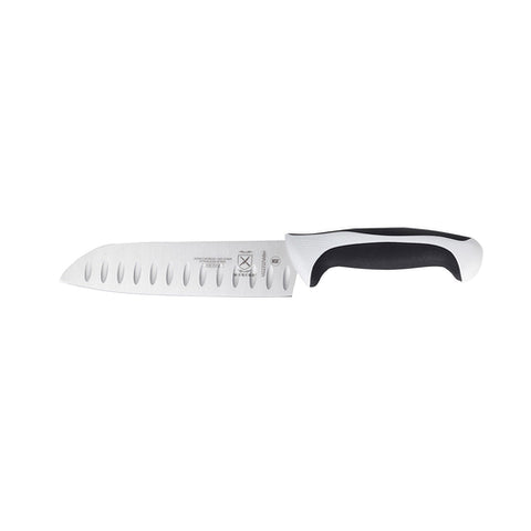 Mercer Culinary M22707WBH Millennia 7" Granton Edge Santoku Knife with White Handle