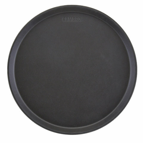 Cambro 1600TL110 Treadlite 16" Round Black Non-Skid Fiberglass Serving Tray