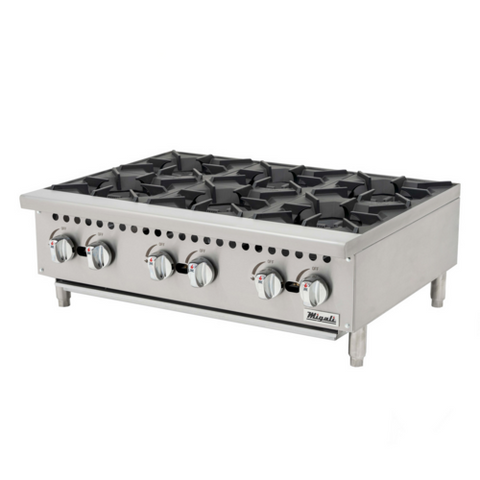 C-HP-6-36 Migali 36" 6-Burner Countertop Hot Plate - NG