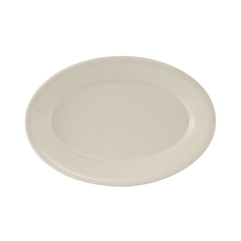Tuxton China TRE-014 12-5/8" x 8-3/4" Oval Reno Platter, American White/Eggshell Ceramic