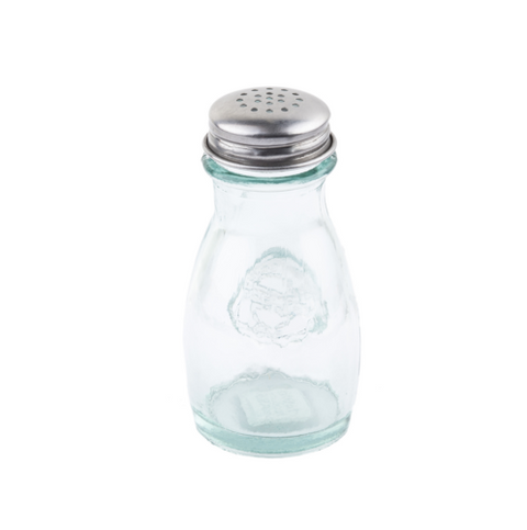 TableCraft 6618 4 oz. Authentic Collection Recycled Green Glass Salt and Pepper Shaker with Stainless Steel Top - 24/Case